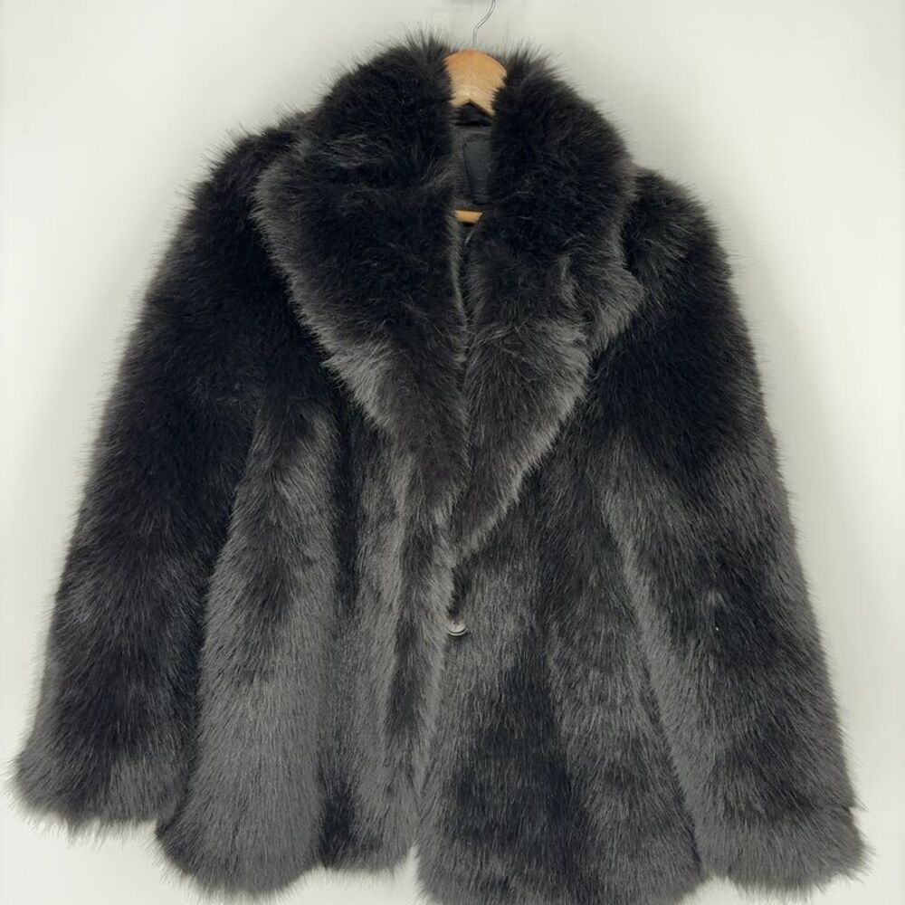 Mango Fur Effect Black Teddy Jacket